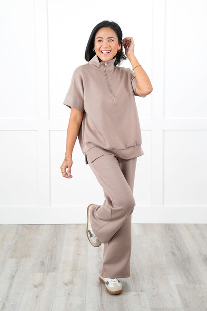 Door Buster! Plus/Reg Scuba Short Sleeve Half Zip Up Top and Pant Travel Set