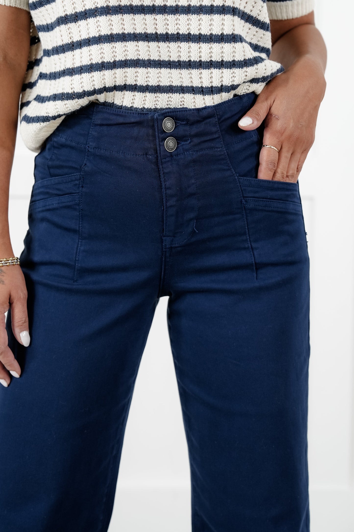Mica High Rise Dark Navy Wide Leg Jeans