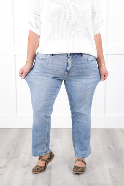 Lovervet High Rise Light Wash Cropped Straight Leg Jeans