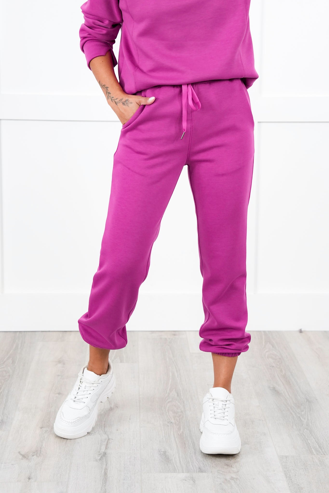 Door Buster! Plus/Reg Elastic Waist Scuba Knit Joggers with Ribbon Drawstring
