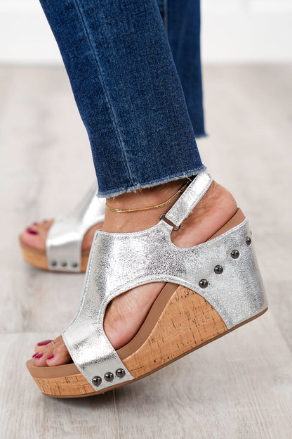Corky's Tiffanee Textured Metallic Wedge Heel Sandal