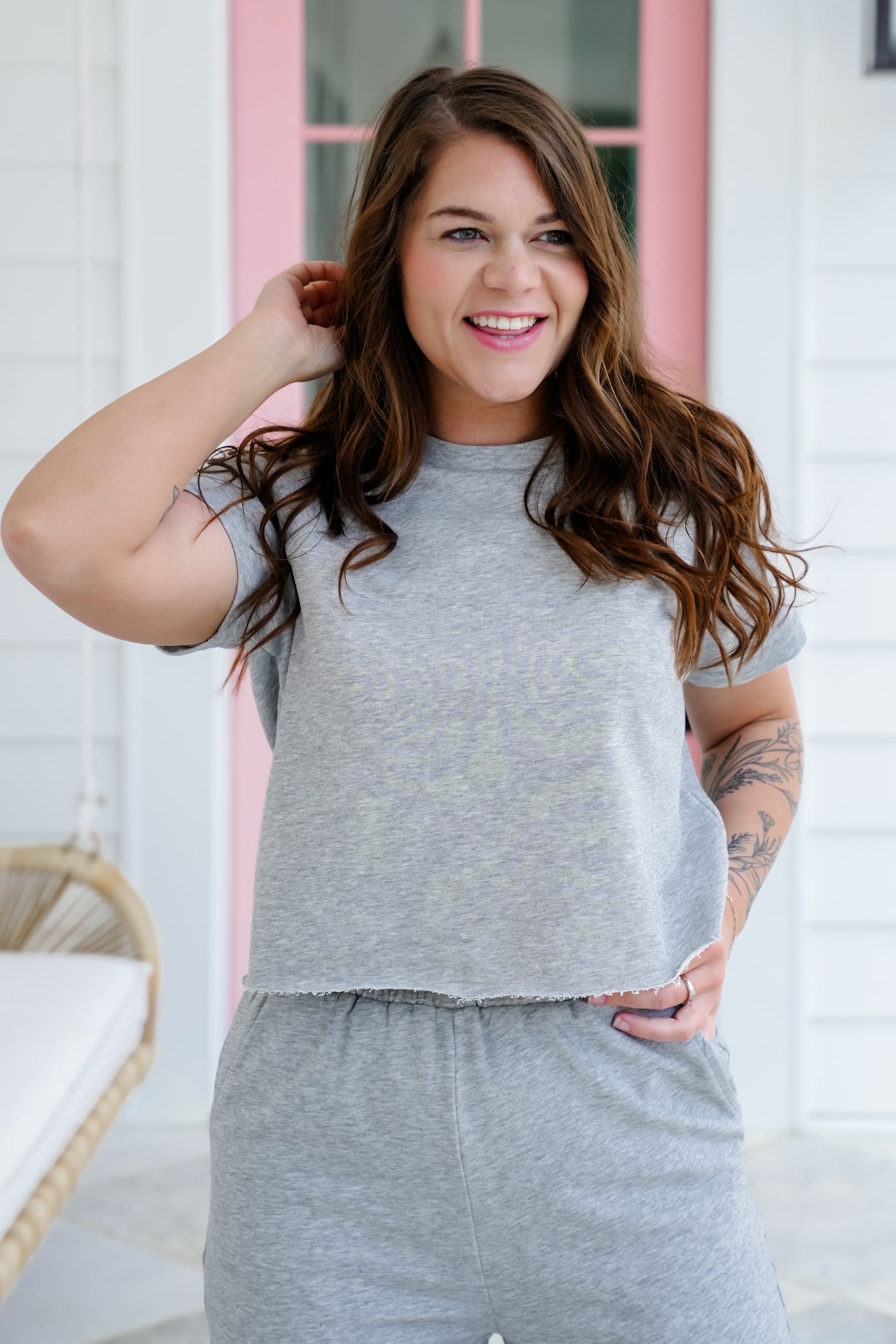 Short Sleeve Crop Top and Wide Leg Pants Set