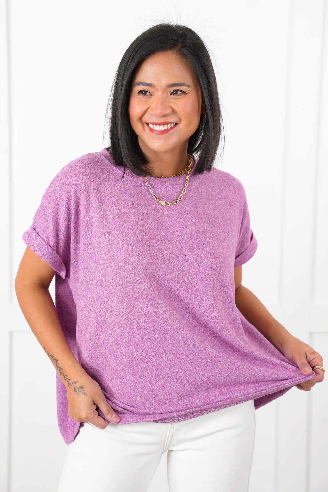 ひなmama Door Buster! Plus/Reg Zenana Soft Hacci Short Sleeve Round
