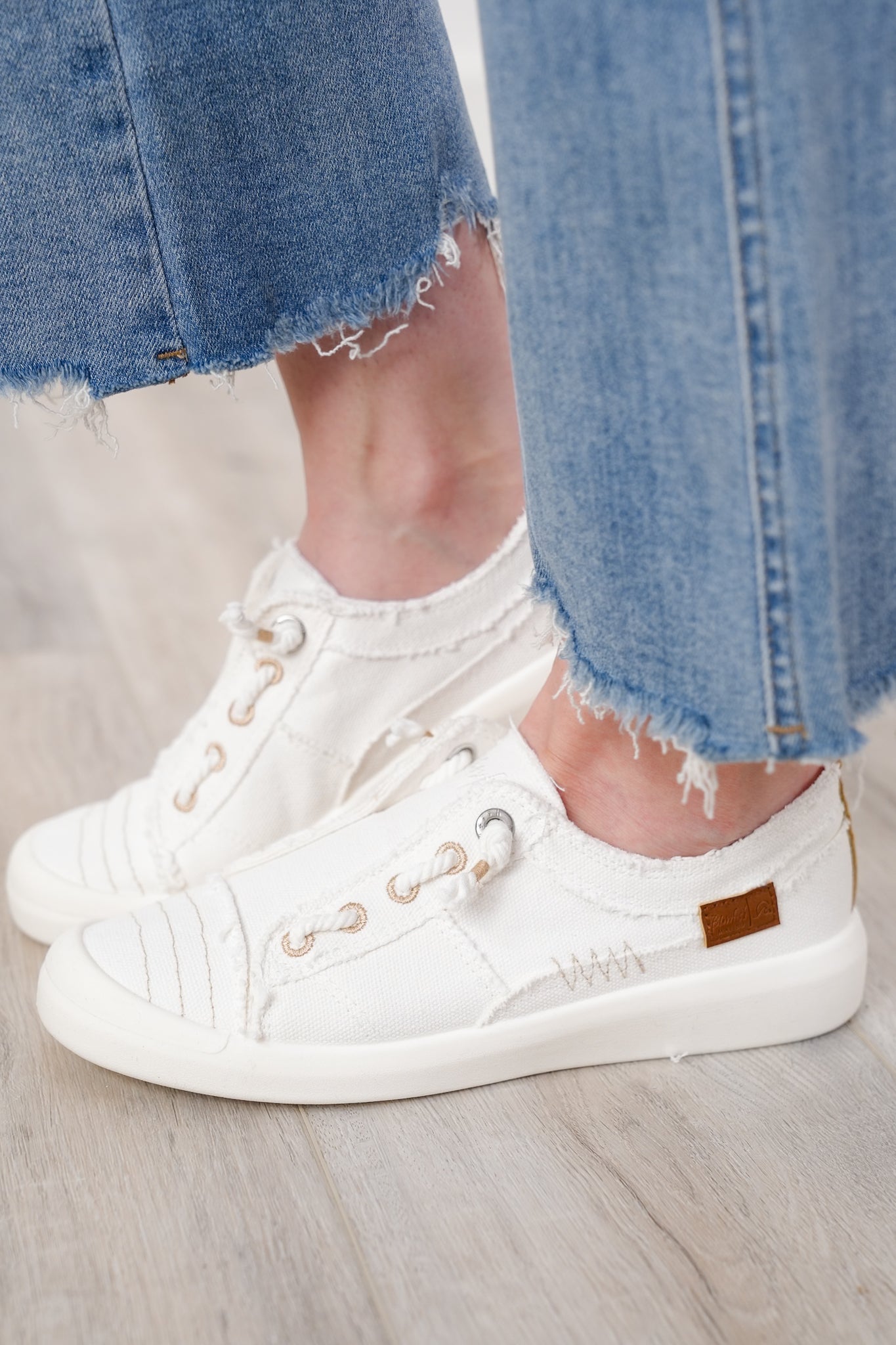 Blowfish Stitch Accent Sneakers with Distressed Edges