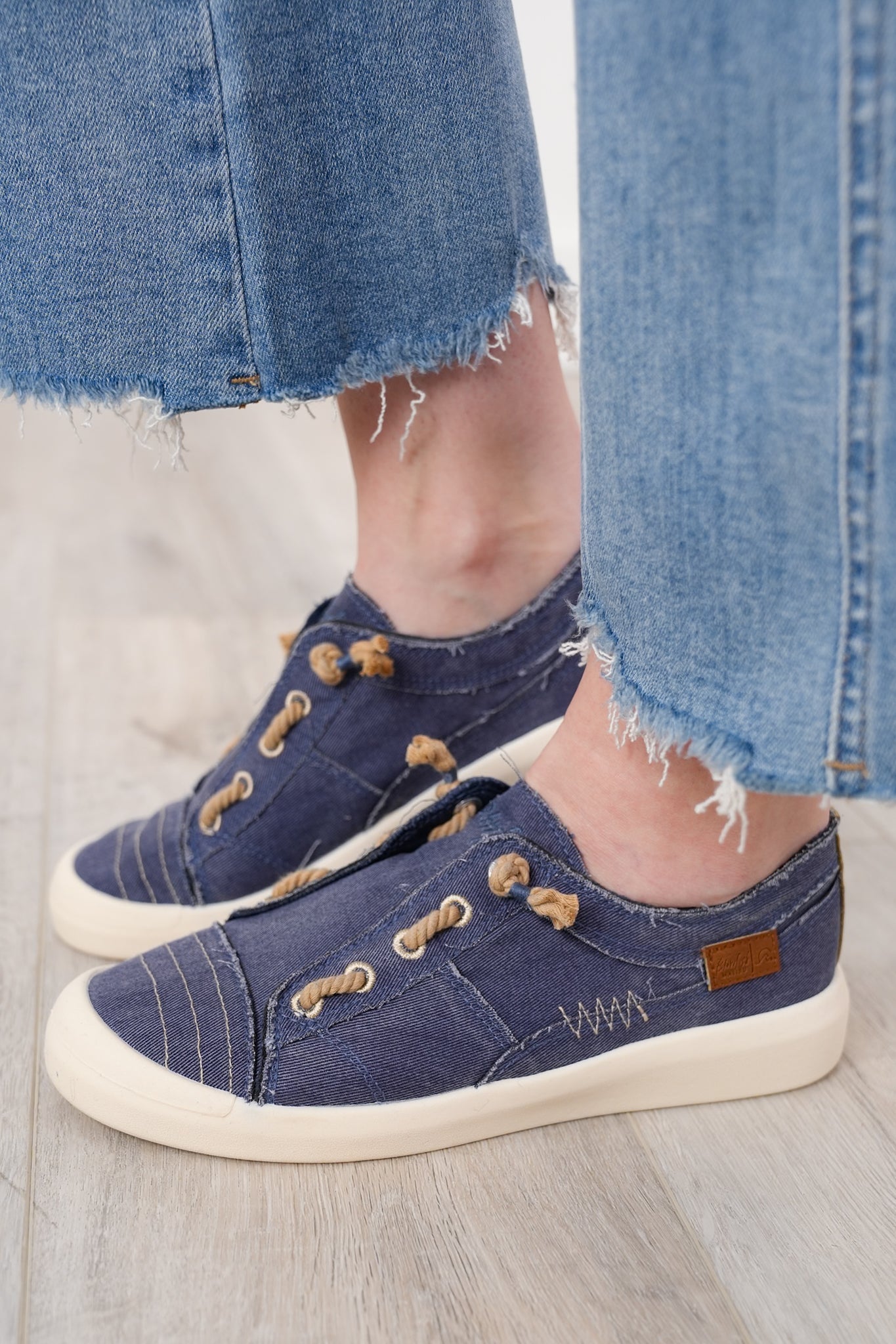 Blowfish Stitch Accent Sneakers with Distressed Edges