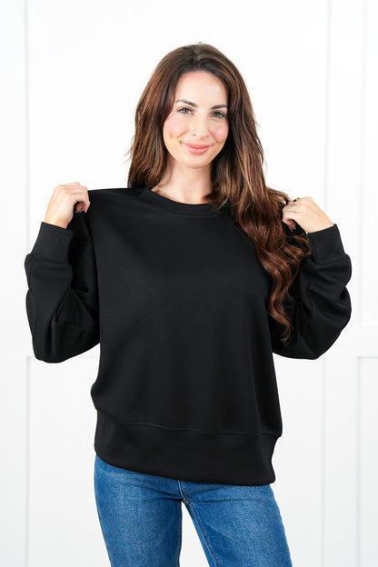 Long Sleeve Crew Neck Scuba Knit Sweatshirt
