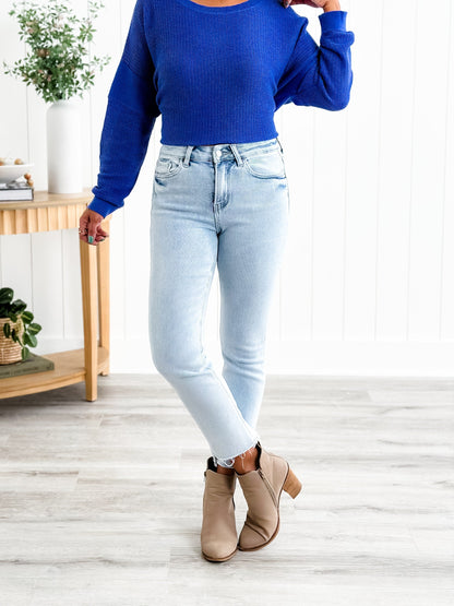 Lovervet High Rise Light Wash Slim Straight Leg Jeans