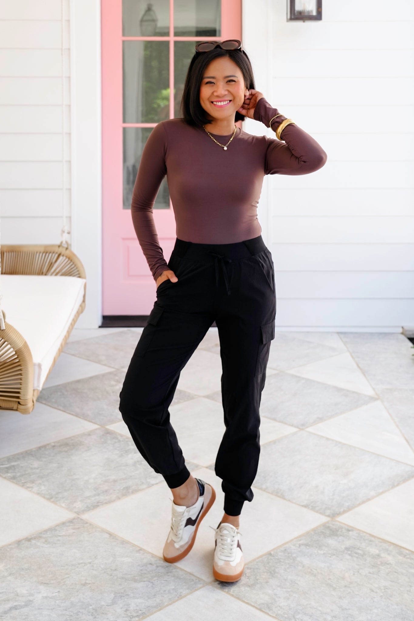 Solid Knit Long Sleeve Round Neck Tee