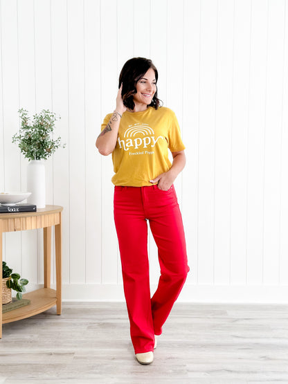 Judy Blue Red Hot High Rise Red 90's Straight Leg Jeans