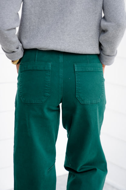 Risen Look at Me High Rise Green Ankle Cuffed Barrel Jeans