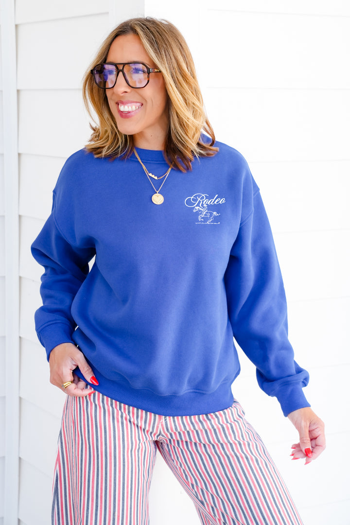 Long Sleeve Embroidered "Rodeo" Pullover Sweatshirt