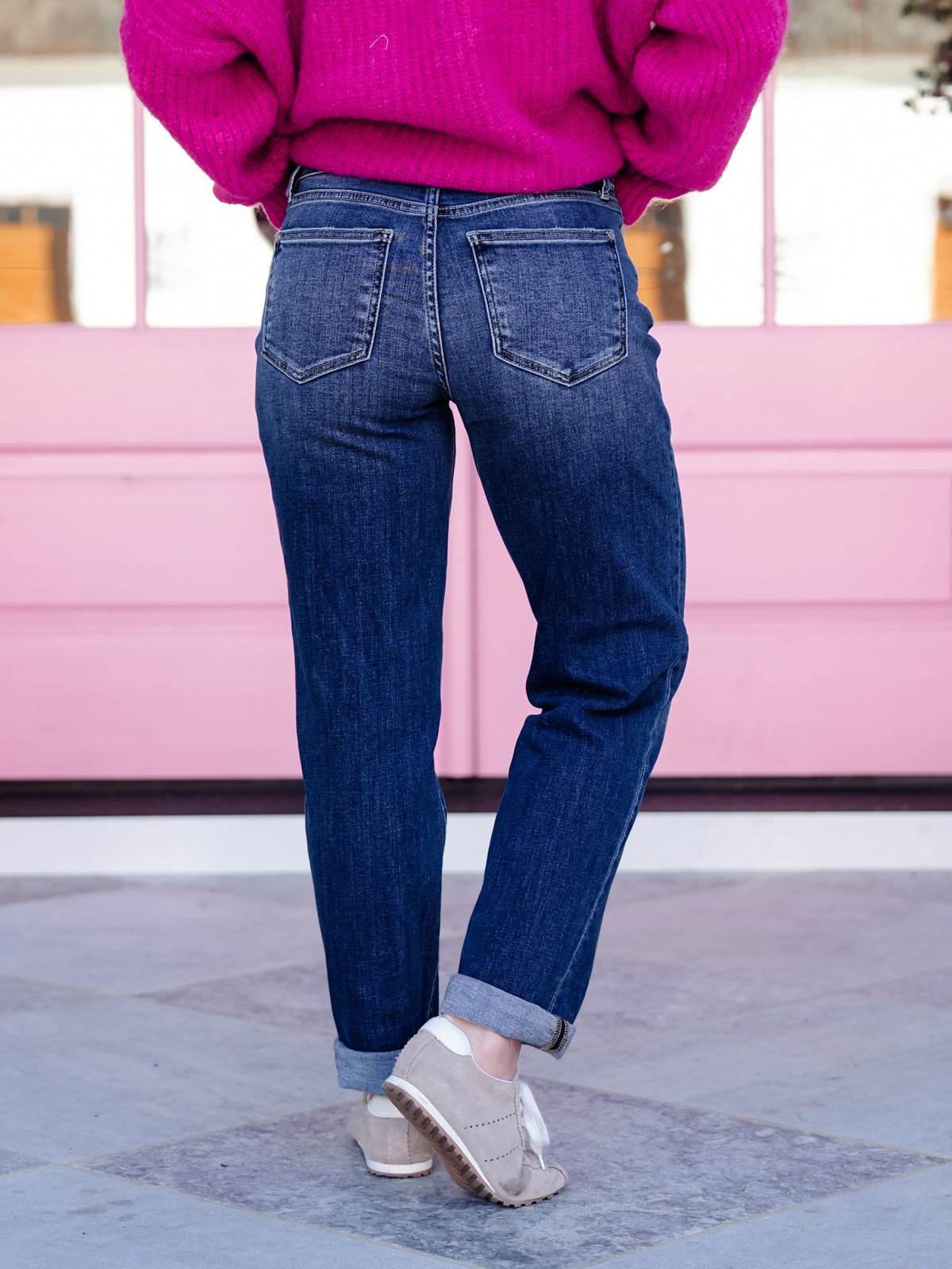 Judy Blue Mid Rise Dark Wash Billie Boyfriend Jeans - Freckled Poppy