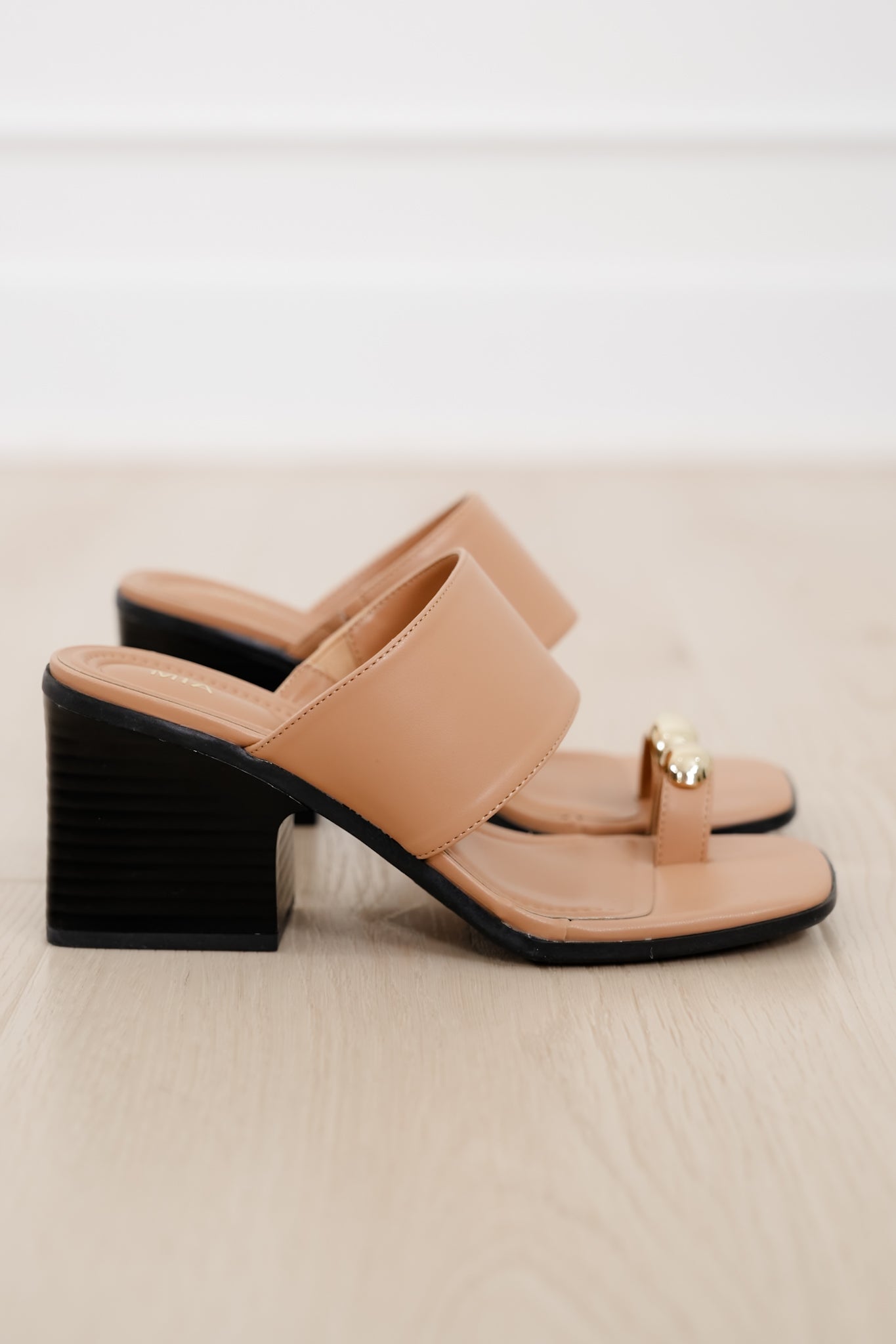 MIA Vegan Leather Toe Ring Block Heel Mule