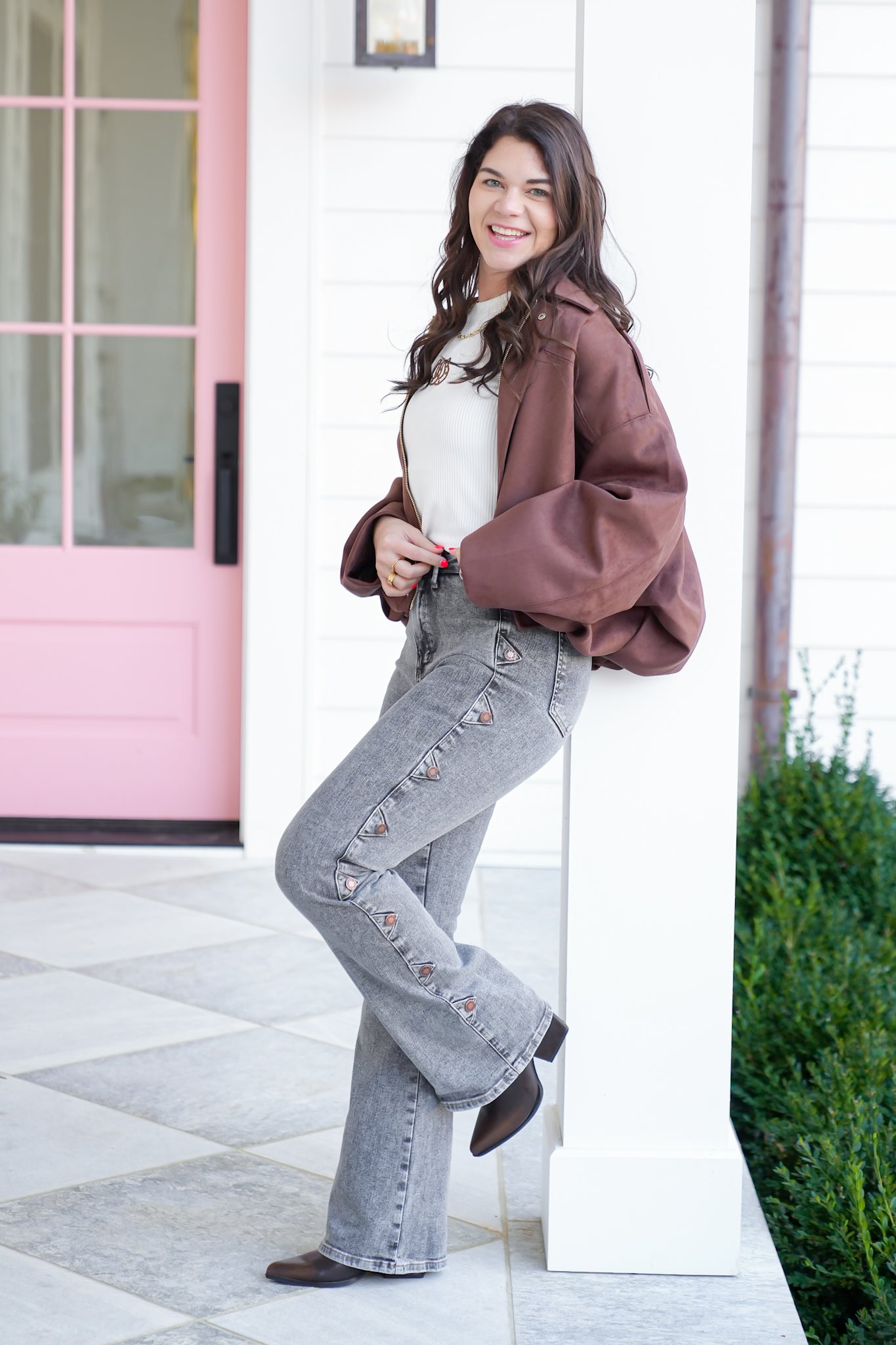 Judy Blue High Rise Grey Tummy Control Bootcut Jeans with Western Side Seam