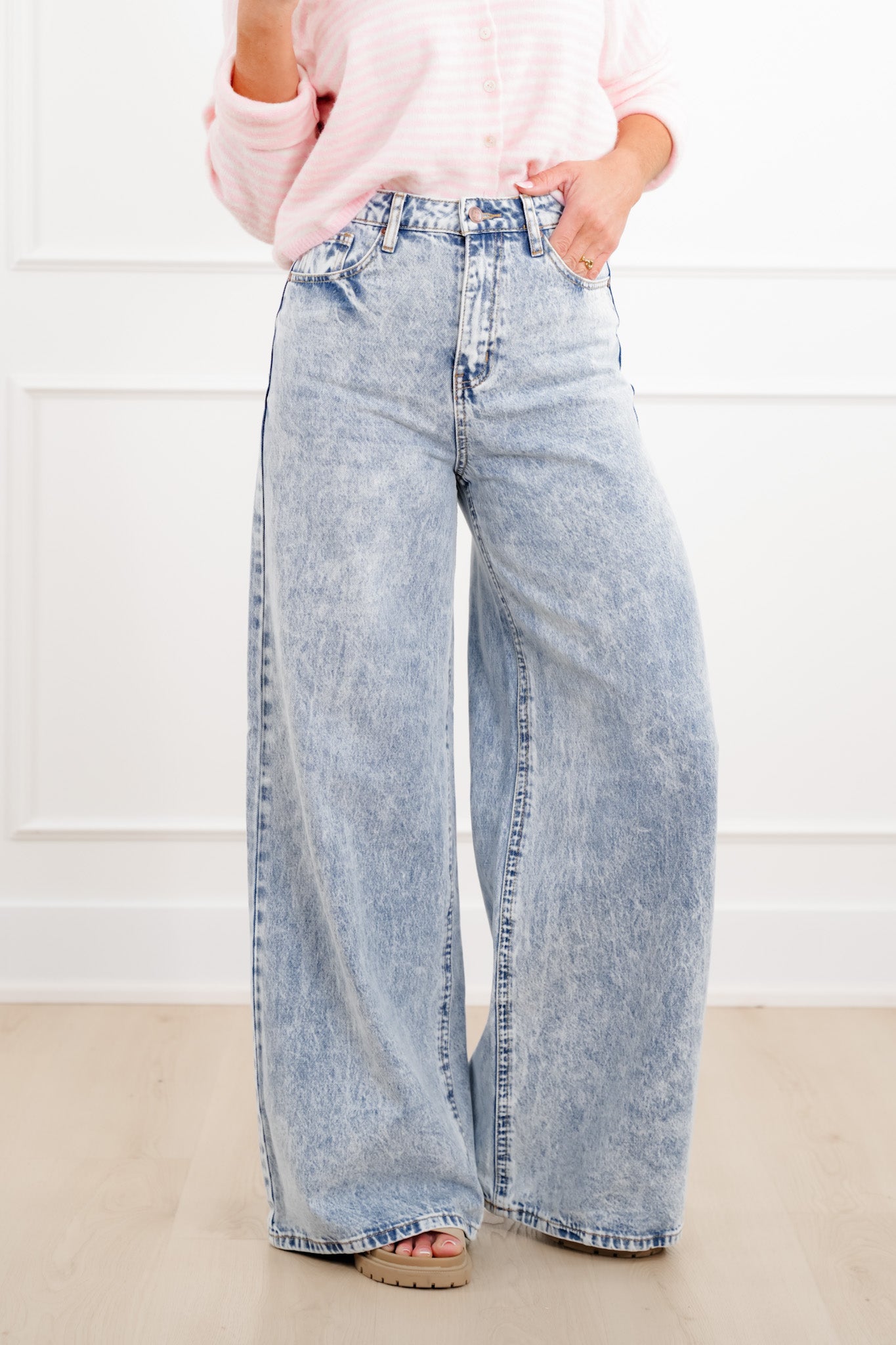 Freckled Poppy Multi-Inseam "The Lennon" High Rise Baggy Wide Leg Jean