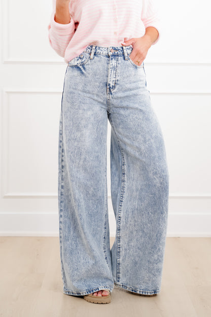 Freckled Poppy Multi-Inseam "The Lennon" High Rise Baggy Wide Leg Jean