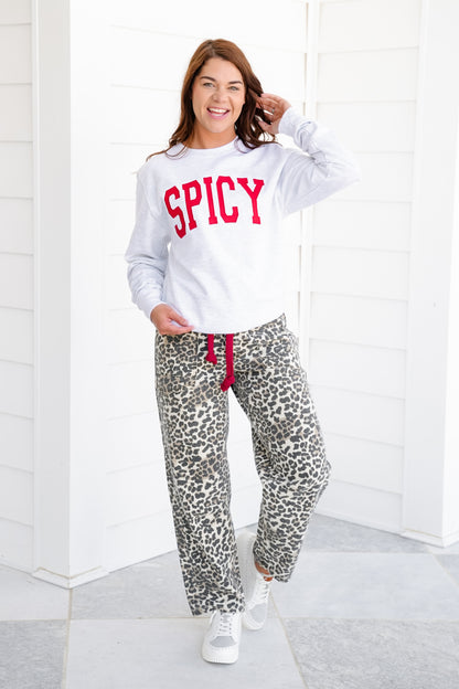 Plus/Reg Long Sleeve "Spicy" Graphic Sweatshirt