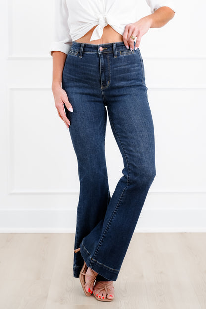 Judy Blue "The Sadie" Multi Inseam High Rise Dark Wash Trouser Flare Jeans