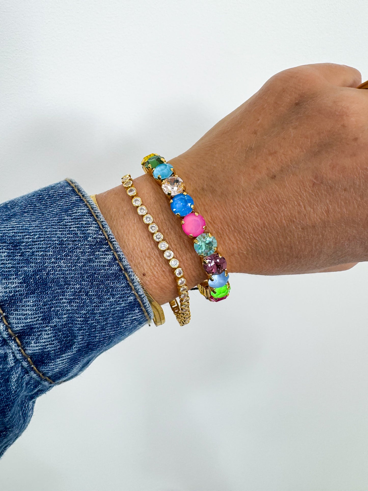 TOVA Oakland Stretch Pop Crystal Gold Plated Bracelet