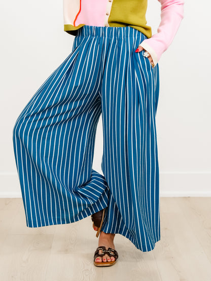 Plus/Reg stripe Elastic Waist Wide Leg Palazzo Pants