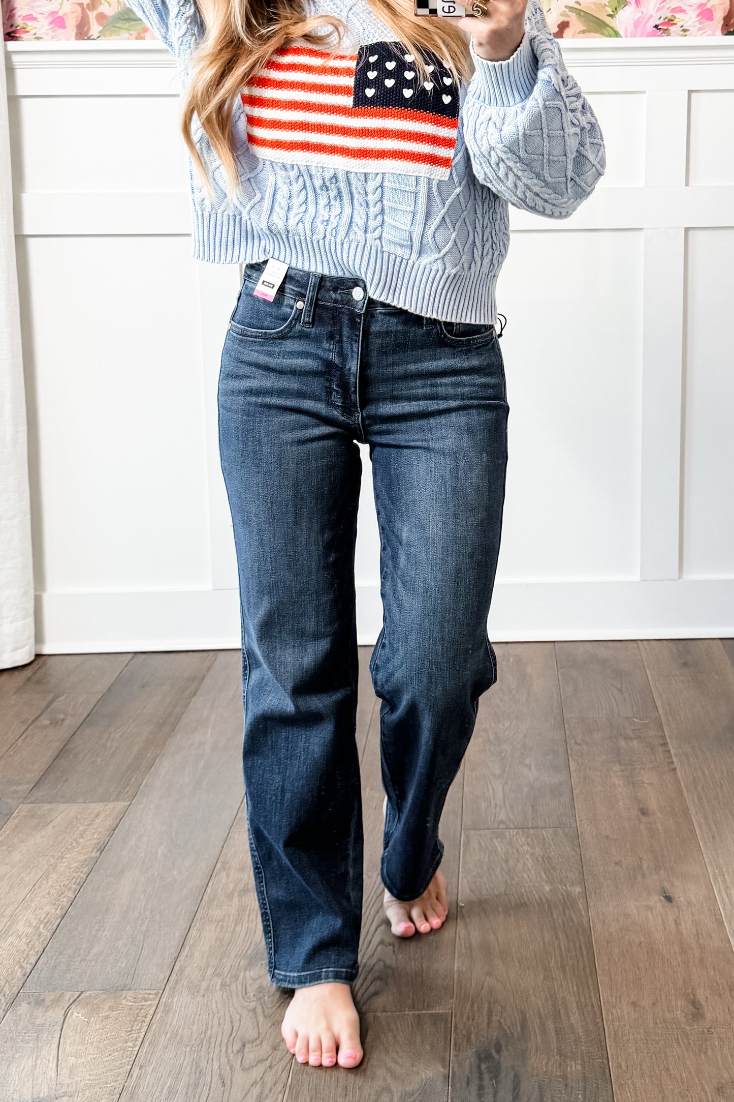 Restock! PETITE Judy Blue My Obsession Dark Wash Mid Rise Tummy Control Classic Straight Leg Jeans