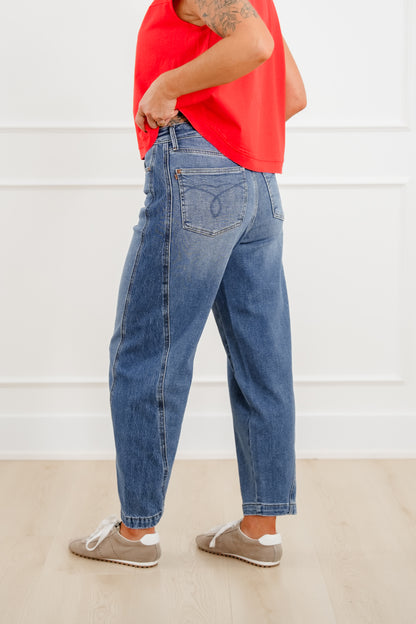 Judy Blue High Rise Medium Wash Rigid Magic Panel Barrel Jeans