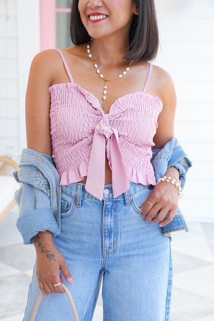 Smocked Top with Front Tie Detail
