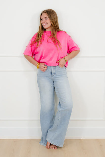 Short Sleeve Sweater with Reverse Seams