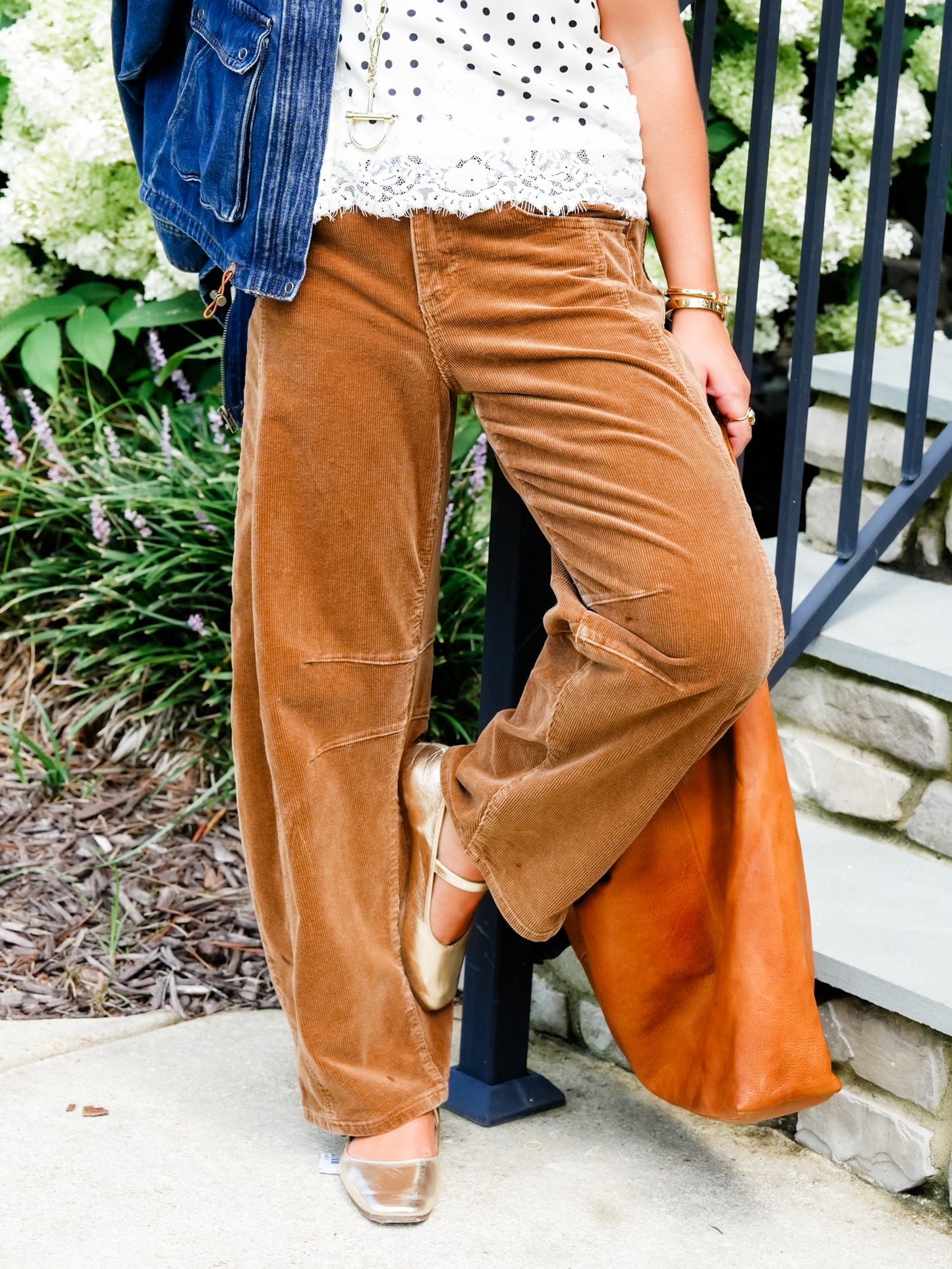 Risen High Rise Brown Corduroy Barrel Pants