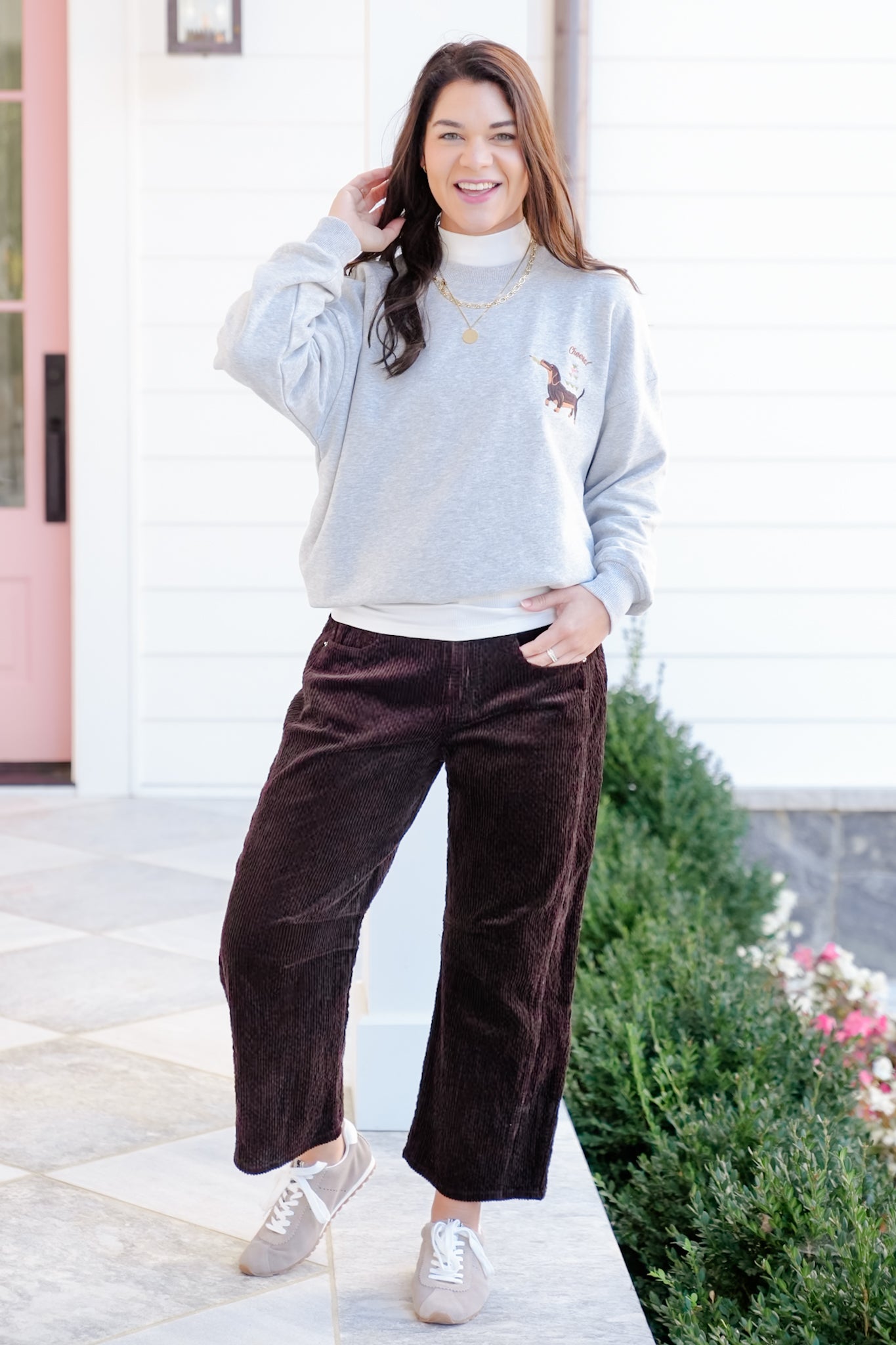 Plus/Reg Corduroy High Waist Barrel Leg Pants