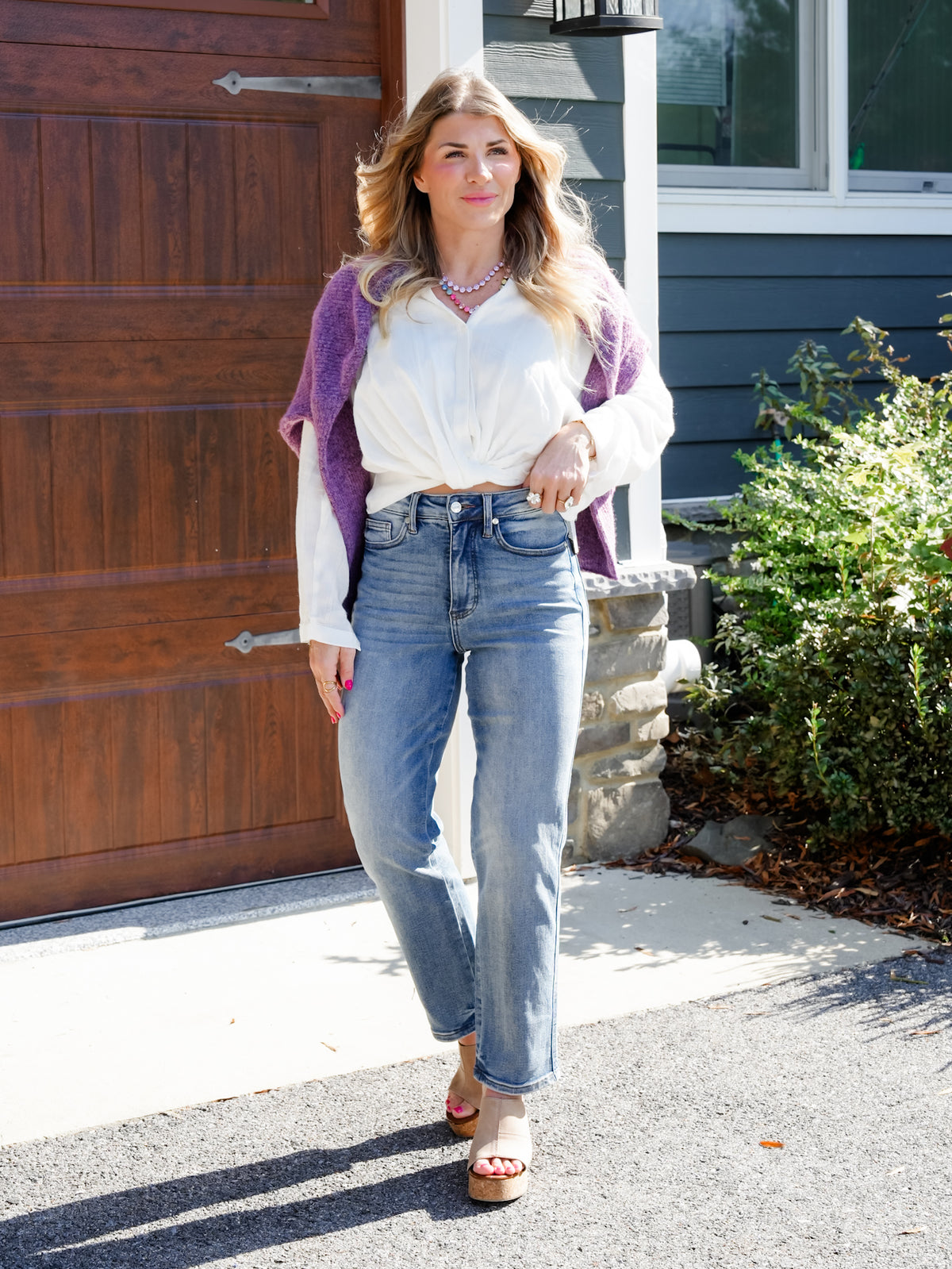 Judy Blue The Sunday Social High Rise Petite/Reg Tummy Control Peggy Ankle Straight Leg Jeans