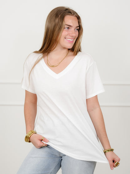 Door Buster! Plus/Reg Zenana Cotton Short Sleeve V Neck Tee