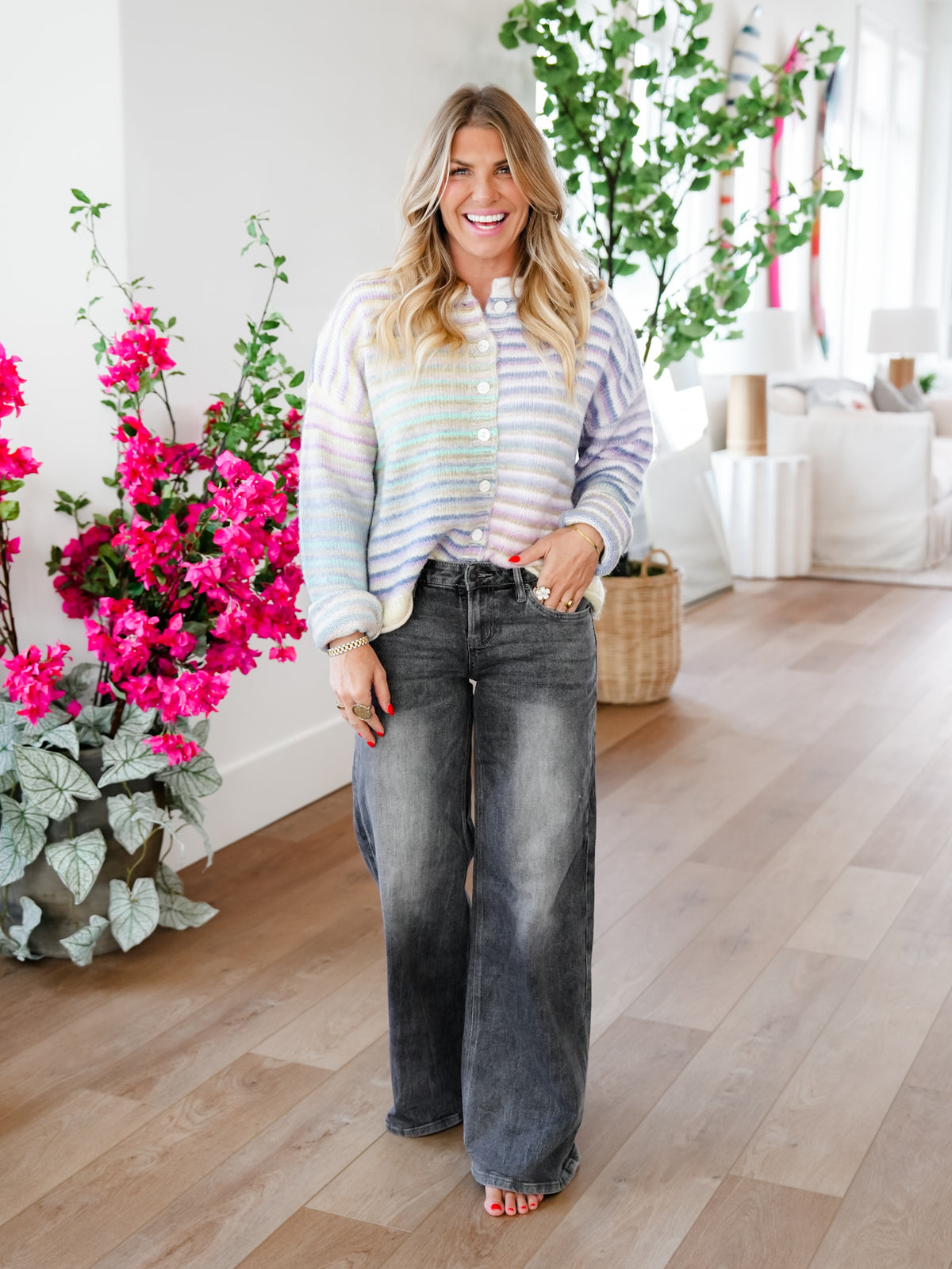 Mica Low Rise Gray Wide Leg Jeans