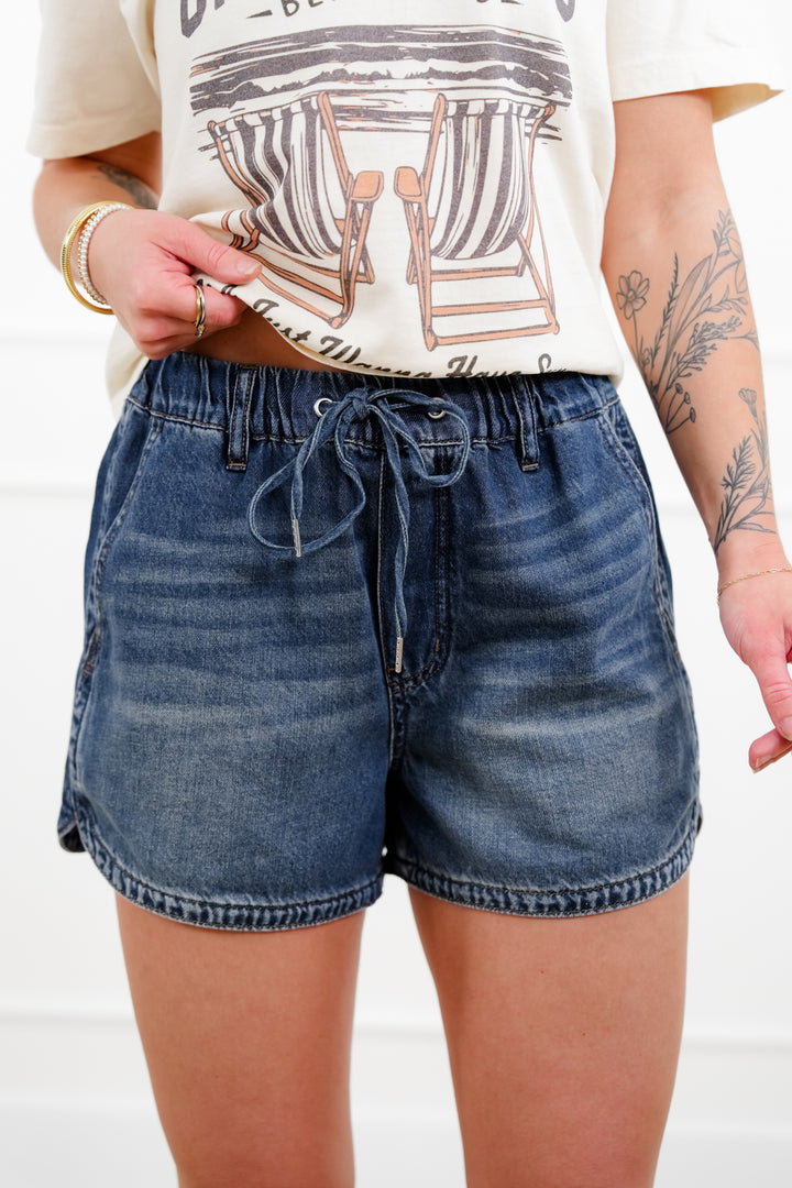 Judy Blue Dark Wash Featherweight Boxer Shorts