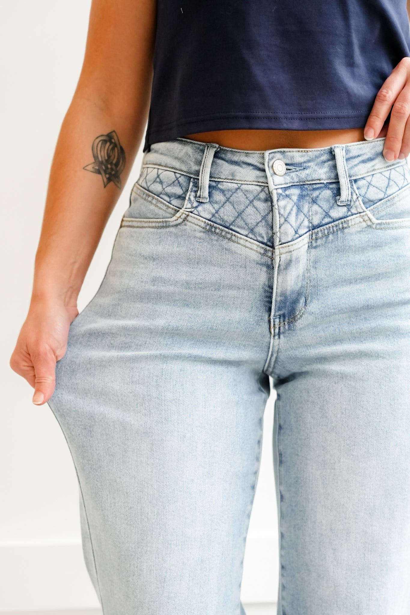 Judy Blue High Rise Medium Wash Retro Wide Leg Jeans