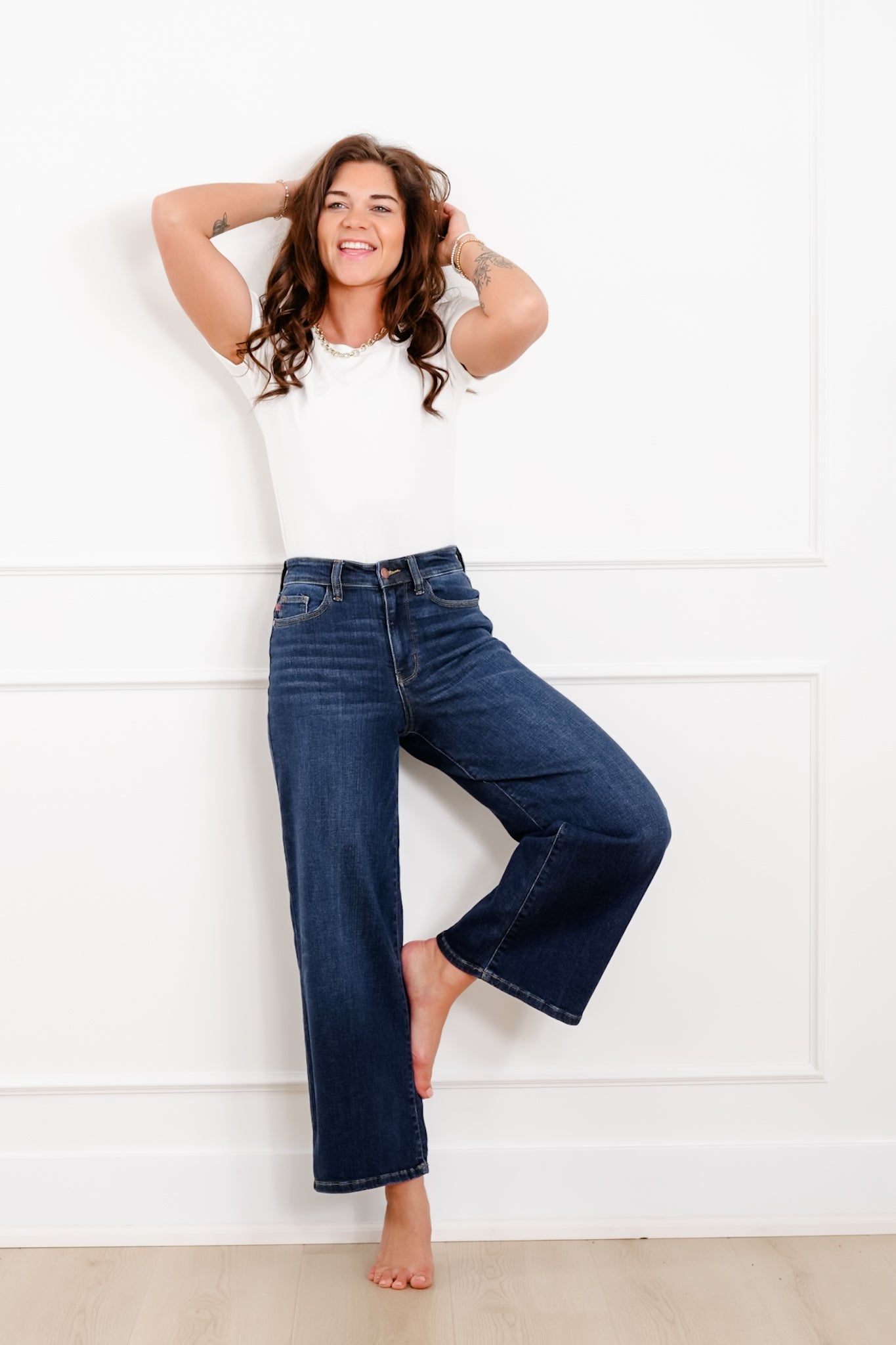 Judy Blue High Rise Dark Wash Ankle Wide Leg Jeans