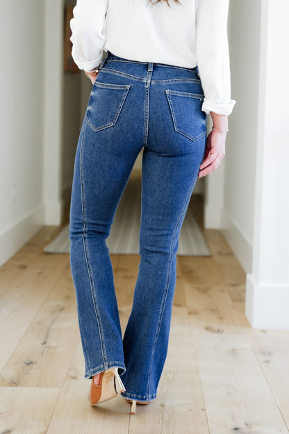 Mica High Rise Dark Wash Tummy Control Side Panel Bootcut Jeans