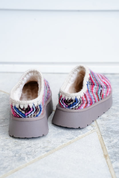 Colorful Chevron Knit Platform Mule Slippers