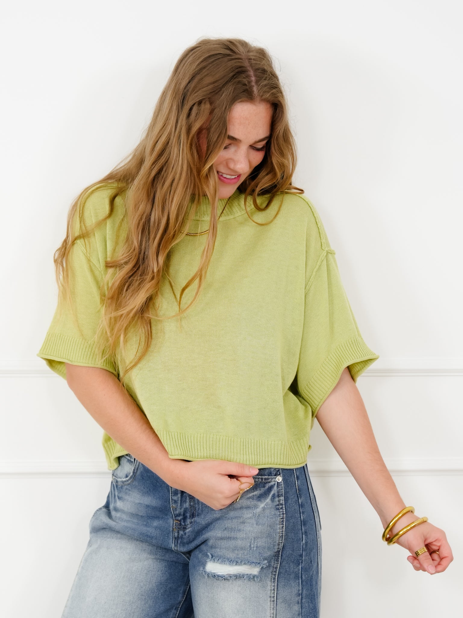 Knit Short Sleeve Mock Neck Sweater – Freckled Poppy