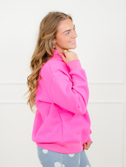 Plus/Reg Solid Long Sleeve Mock Neck Pullover Sweatshirt