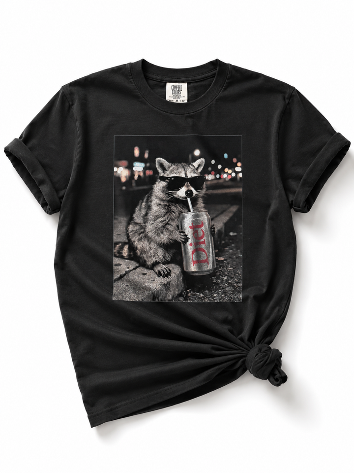 Plus/Reg Short Sleeve "Diet Cola Raccoon" Graphic Tee