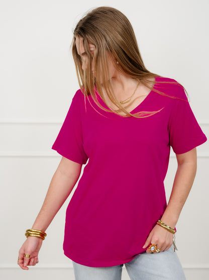 Door Buster! Plus/Reg Zenana Cotton Short Sleeve V Neck Tee