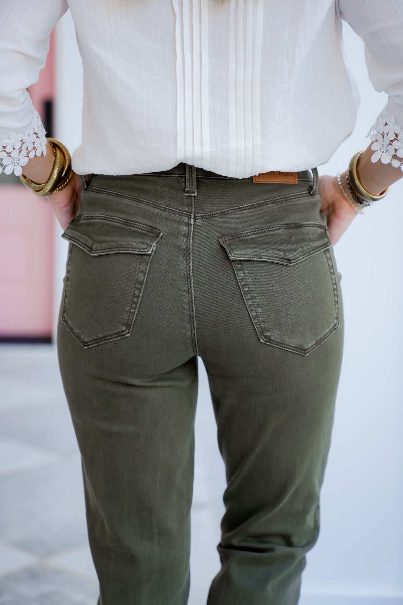 Judy Blue High Rise Green Cuffed Jeans