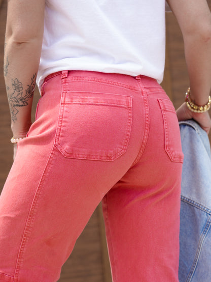 Risen High Rise Brick Cropped Wide Leg Jeans