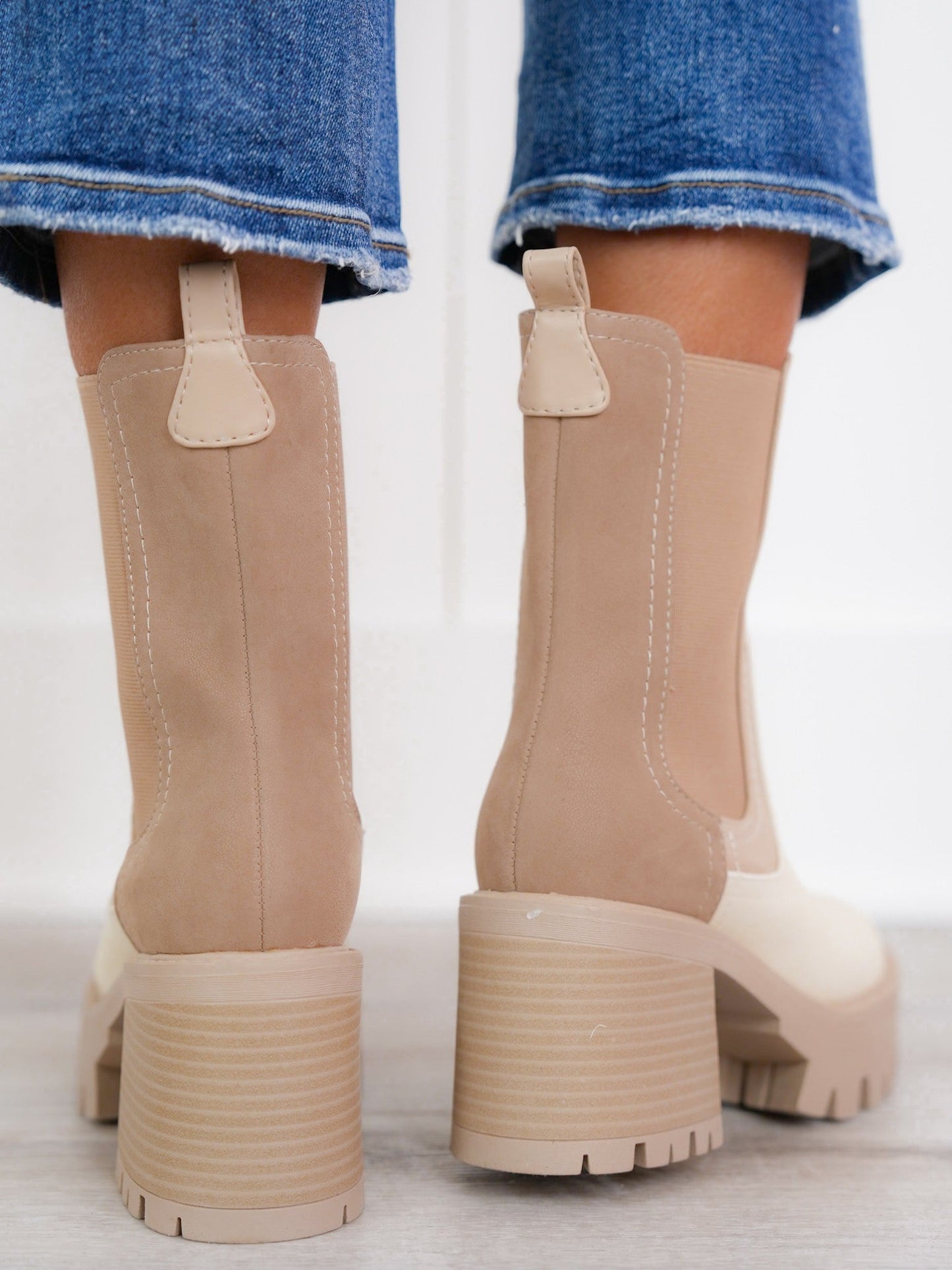 MIA Color Block Chunky Heel Boot