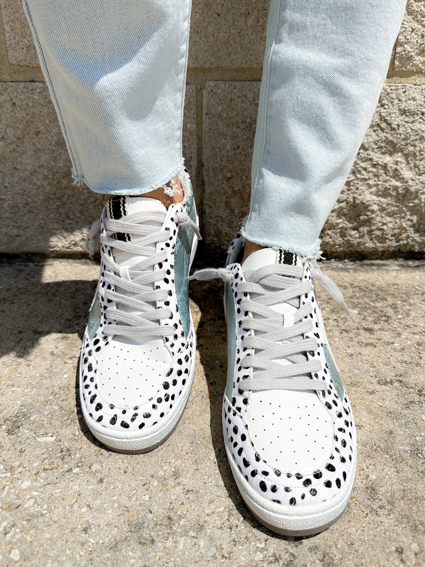 Shu Shop Silver Snake with Spotted Trim Sneakers