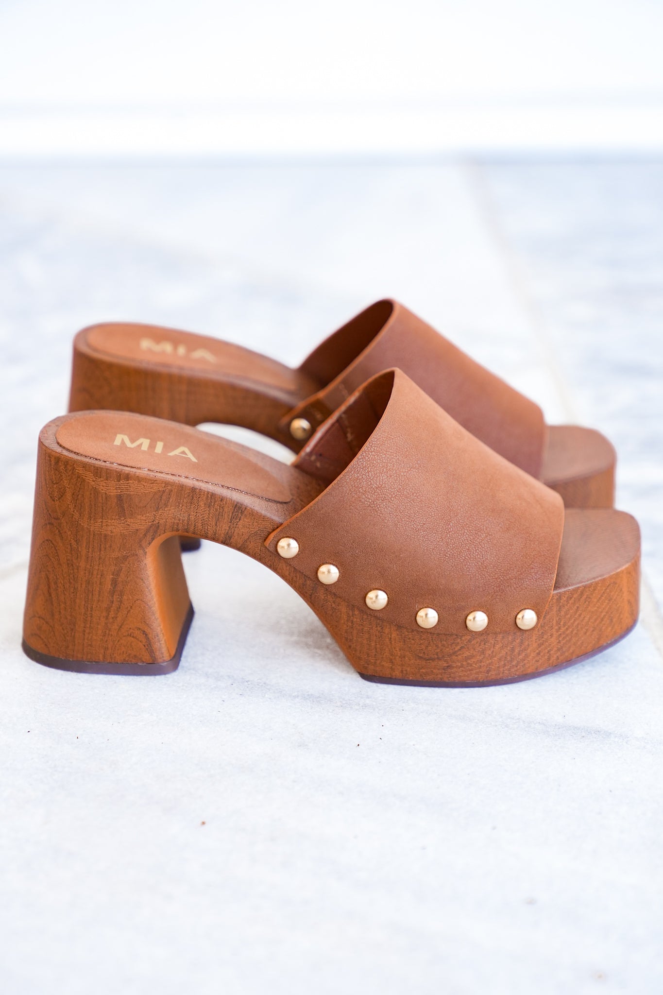 MIA Slip On Studded Heeled Clog Sandal