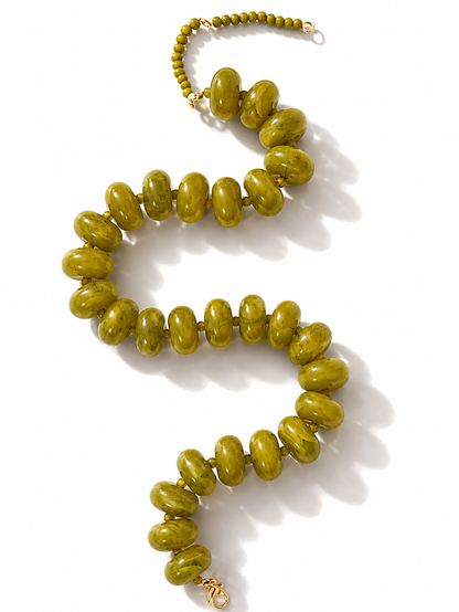 Gemelli Bailey Olive Green Beaded Necklace