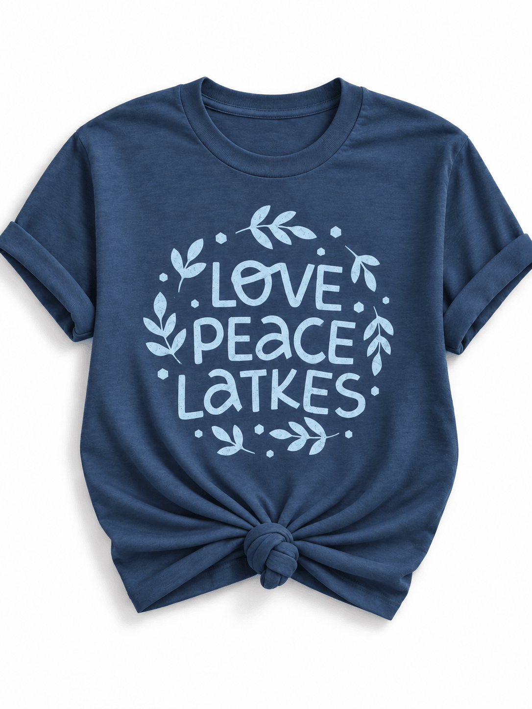 Plus/Reg Short Sleeve "Love Peace Latkes" Hanukkah Graphic Tee - Freckled Poppy