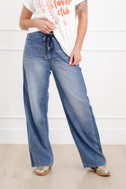 Judy Blue The Danielle High Rise Medium Wash featherweight  Wilhelmina Elastic Waistband with Side Panels